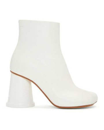 Lyst - Mm6 By Maison Martin Margiela Chunky Heel Boots in White - Save 4%