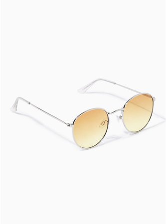 Silver and Yellow Round Sunglasses - TOPMAN USA