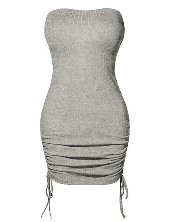 LE3NO Womens Stretchy Ribbed Knit Infinity Multi-Way Convertible Tube Dress Top Skirt | LE3NO grey