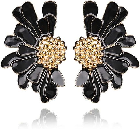 Amazon.com: Aksod Boho Big Black Flower Earrings Enamel Large Daisy Floral Earrings Studs Vintage Trendy Summer Holiday Earrings Jewelry for Women and Girls (Black): Clothing, Shoes & Jewelry