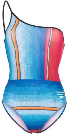 x Speedo asymmetric striped swimsuit