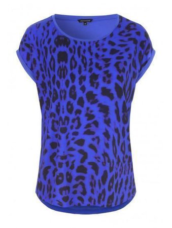 Womens Blue Leopard Print T-Shirt | Peacocks