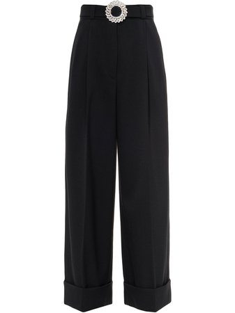 Shop black Miu Miu embellished-buckle trousers with Express Delivery - Farfetch