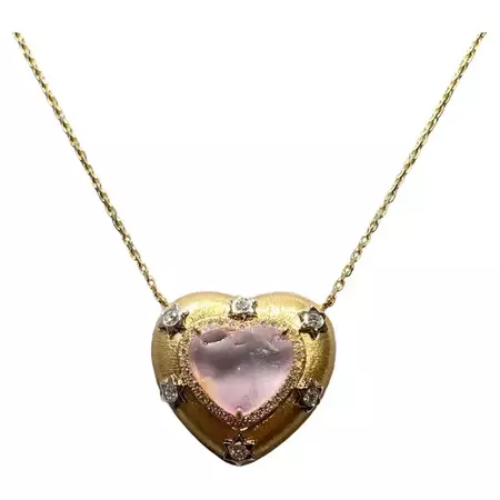 Eostre Pink Sapphire and Diamond Pendant Necklace in 18k Yellow and White Gold For Sale at 1stDibs | eostre necklace