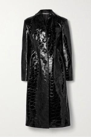 Black Croc-effect patent-leather coat | Alexander Wang | NET-A-PORTER