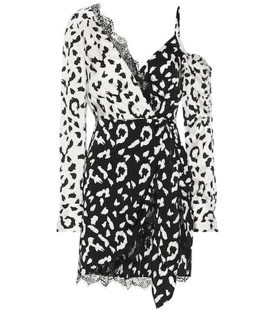 Lace-trimmed leopard-print dress