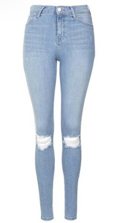 light colored ripped blue jeans
