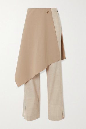 Andersson Bell | Tina layered crepe de chine-trimmed wool flared pants | NET-A-PORTER.COM