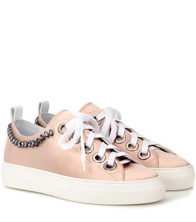 Embellished leather sneakers