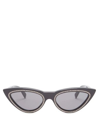 CELINE EYEWEAR Crystal-embellished cat-eye sunglasses