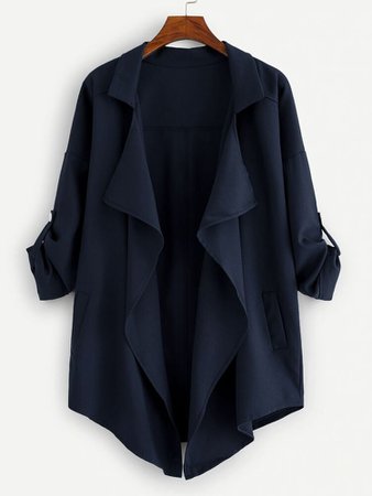 Plus Drop Shoulder Open Front Coat | SHEIN USA