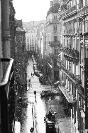 rainy b&w street