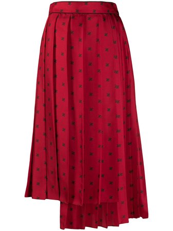 Fendi Karligraphy motif pleated skirt red FQ7132A9DQ - Farfetch