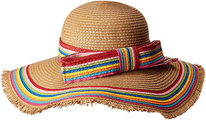 Betsey Johnson Women's Rainbow Raw Edge Floppy Hat, tan one Size at Amazon Women’s Clothing store: