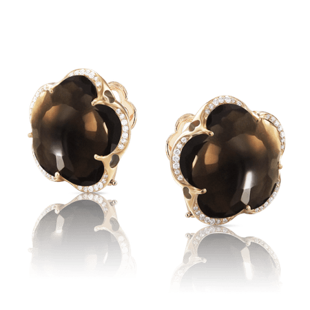 18k Rose Gold Bon Ton Earrings with Smoky Quartz and Diamonds, Pasquale Bruni
