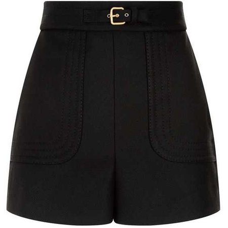 Red Valentino High-Waist Shorts (18.600 RUB) ❤ liked on Polyvore featuring shorts, bottoms, pants, faux-leather shorts, buckle shorts, high-rise shorts, red valentino and metallic shorts