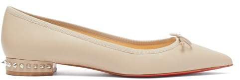 Hall Spike Embellished Leather Ballet Flats - Womens - Nude