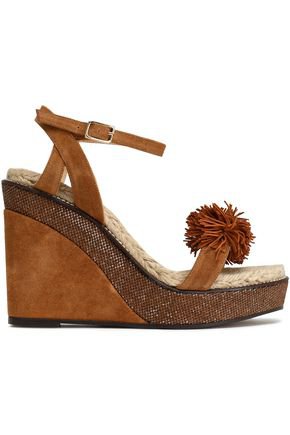Veronica cutout leather and printed cork wedge sandals | CASTAÑER | Sale up to 70% off | THE OUTNET