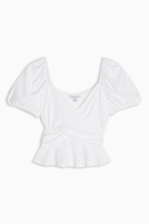 White Broderie Wrap Top | Topshop