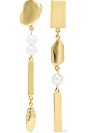 Meadowlark | Thea gold-plated pearl earrings | NET-A-PORTER.COM