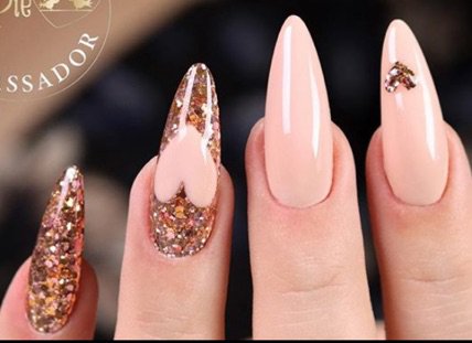 Nude / Rose Gold Glitter Nails