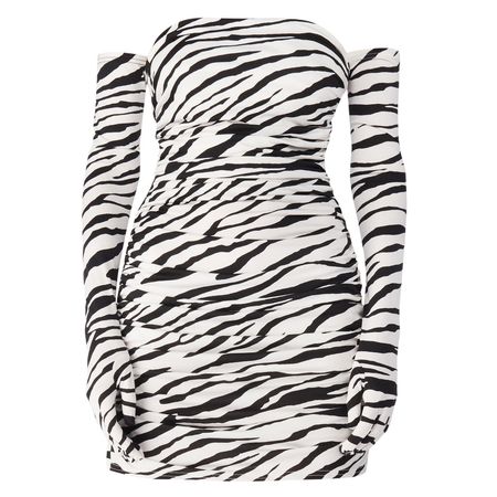 Ruched Cupid Mini Dress & Gloves - Zebra | Miscreants | Wolf & Badger