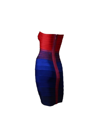 red blue purple ombre strapless dress