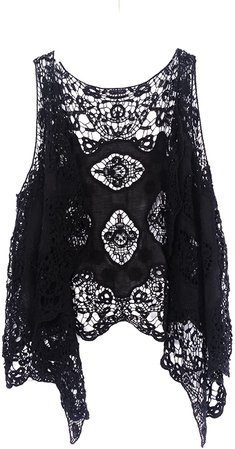 jastie Open Stitch Cardigan Boho Hippie Crochet Vest (Khaki) at Amazon Women’s Clothing store