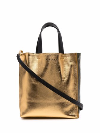 Shop Marni metallic leather tote bag with Express Delivery - FARFETCH