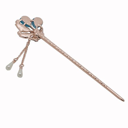 New Arrival Pink Opal Insert Flower Imitated Pearl Dangle Hairpin