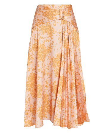 Acler Farlin Pleated Floral Midi Skirt