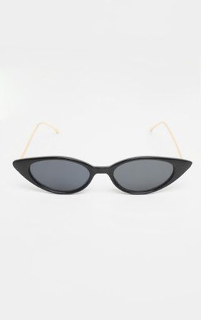 Black Cat Eye Retro Frame Sunglasses | PrettyLittleThing