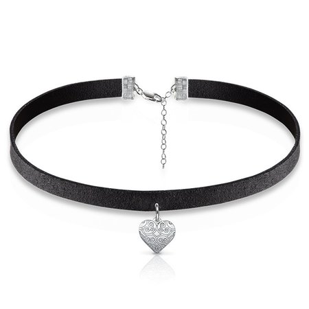 Black Choker Necklace with Heart Charm | My Name Necklace