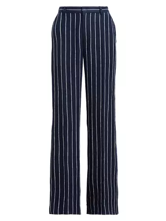 Shop Polo Ralph Lauren Striped Jacquard Linen Wide-Leg Pants | Saks Fifth Avenue