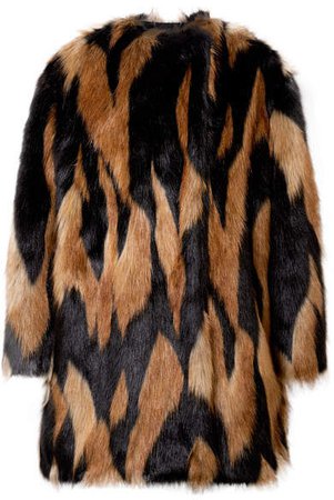 Oversized Faux Fur Coat - Black