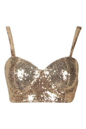 Cupped Sequin Bralet | Boohoo
