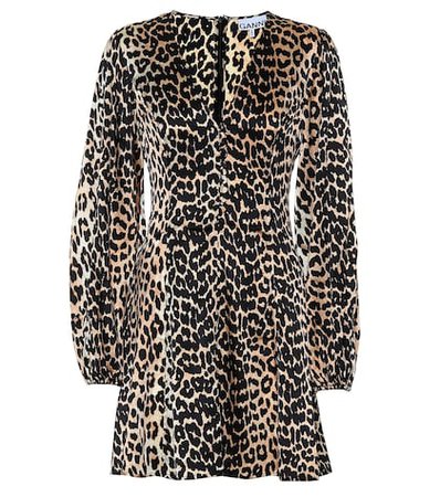 Leopard-printed silk minidress