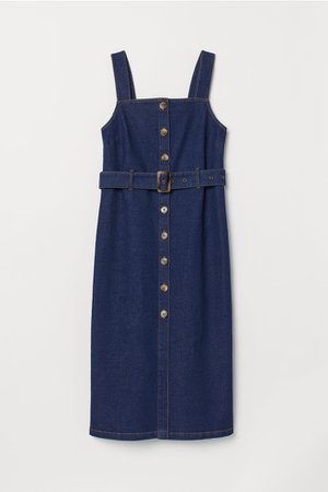 Calf-length Denim Dress - Dark denim blue - Ladies | H&M US