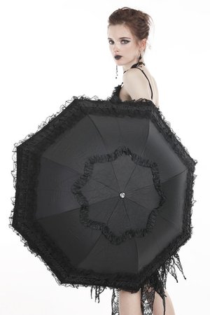 Black Princess Lace Telescopic Gothic Lolita Umbrella