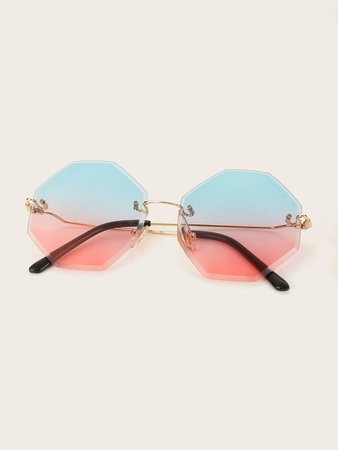 Ombre Lens Rimless Sunglasses | ROMWE