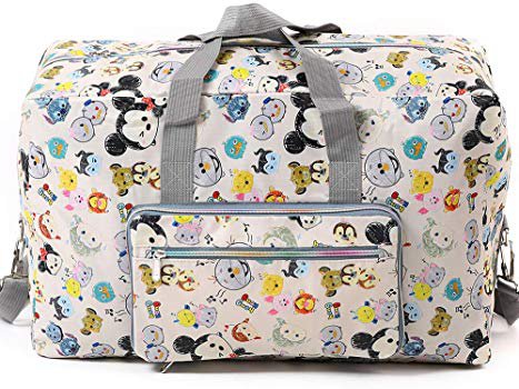 Amazon.com | Foldable Travel Duffle Bag for Women Girls Large Cute Floral Weekender Overnight Carry On Bag for Kids Checked Luggage Bag (Z-Beige Mouse) | Travel Duffels