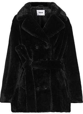 Stand Studio Fausta Double-breasted Belted Faux Fur Coat