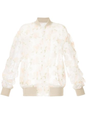 White 08Sircus Sheer Embroidered Bomber Jacket | Farfetch.com