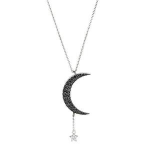 Diamond Crescent Moon and Star Necklace | Meira T Boutique