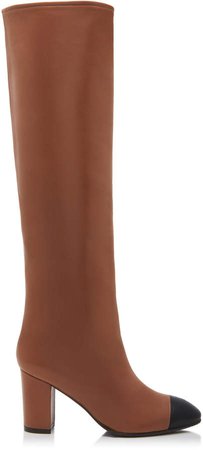 Kimberly Leather Cap-Toe Knee Boots Size: 5