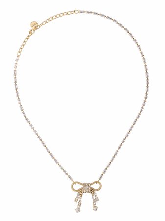Shop Miu Miu crystal-embellished bow-detail necklace with Express Delivery - FARFETCH
