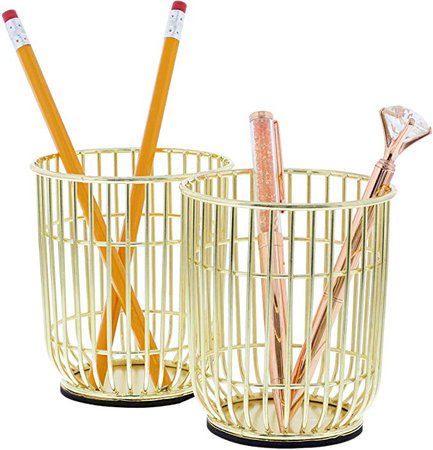Paper Junkie 2-Pack Gold Wire Makeup Brush Pencil Cup Holders, 3.5 x 4 Inches: Amazon.ca: Office Products