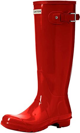 Amazon.com | HUNTER Original Tall Gloss Rain Boots Military Red 5 | Knee-High