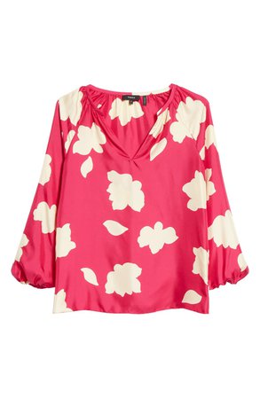 Theory Floral Print Silk Top | Nordstrom