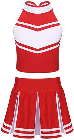 Amazon.com: zdhoor Kids Girls 2Pcs Cheerleading Costume School Uniform Dance Dress Zippered Tops with Pleated Skirt Set Red_White 14: Clothing